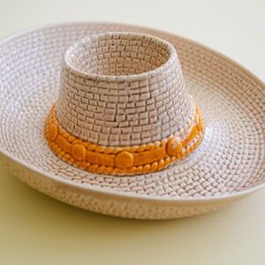 Vtg Whittier Chip And Dip Bowl Made In USA Pottery Sombrero  WPO 86 1986 Texmex